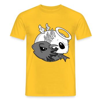 Yin Yang Axolotl Ange Diable - T-shirt homme - jaune - Devant - AI Model Male 178 dark (178cm)