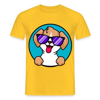 Cute little dog with sunglasses - Men's T-Shirt - yellow - Front - AI Model Male 178 dark (178cm)