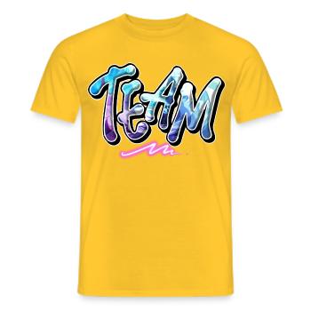 Team - Men's T-Shirt - yellow - Front - AI Model Male 178 dark (178cm)