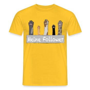 Meine Follower - Katzenpfoten - Männer T-Shirt - Gelb - Vorne - AI Model Male 178 dark (178cm)