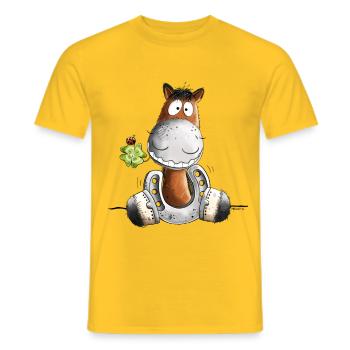 Lucky Horse I Horse Horseshoe Lucky Shamrock - Men's T-Shirt - yellow - Front - AI Model Male 178 dark (178cm)