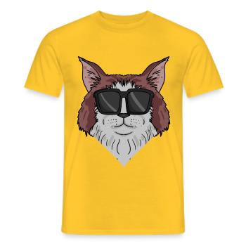 Maine-Coon Cat avec lunettes de soleil - T-shirt homme - jaune - Devant - AI Model Male 178 dark (178cm)