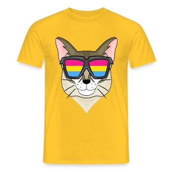 Pansexuell Singapura - Katze mit Brille - Männer T-Shirt - Gelb - Vorne - AI Model Male 178 dark (178cm)