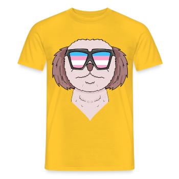 Transgender Shih Tzu Hund - Hund mit Brille - Männer T-Shirt - Gelb - Vorne - AI Model Male 178 dark (178cm)