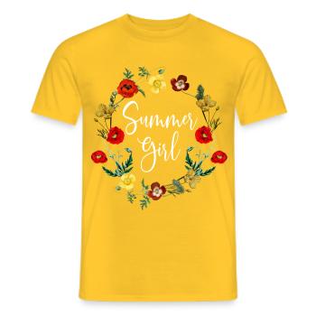 Summer Girl Poppy Flowers Leo Born In August Birth - Men's T-Shirt - yellow - Front - AI Model Male 178 dark (178cm)