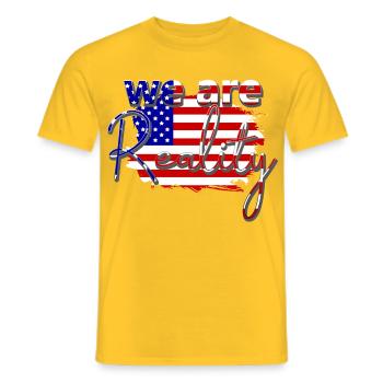 we are reality USA Star Strip American - Men's T-Shirt - yellow - Front - AI Model Male 178 dark (178cm)