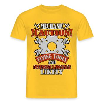 Lustiger Spruch Mechaniker Handwerker - Männer T-Shirt - Gelb - Vorne - AI Model Male 178 dark (178cm)