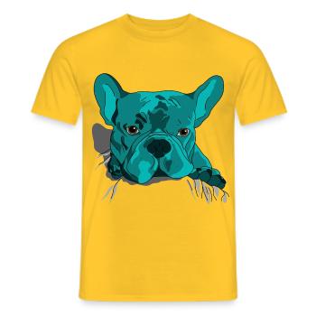 Style cartoon adorable de bouledogue français - T-shirt homme - jaune - Devant - AI Model Male 178 dark (178cm)