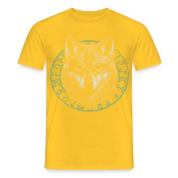 Wikinger Wolf mit Runen - Männer T-Shirt - Gelb - Vorne - AI Model Male 178 dark (178cm)