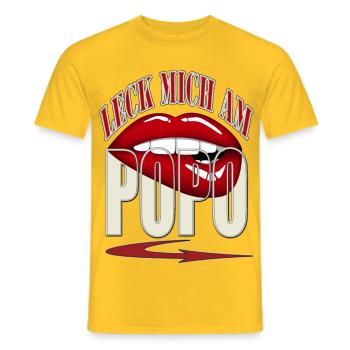 lèche-moi sur POPO - lèvres rouges flèche buccale rouge - T-shirt homme - jaune - Devant - AI Model Male 178 dark (178cm)