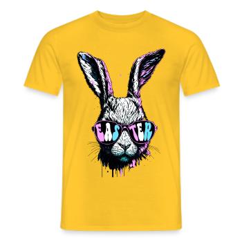 Groovy Rabbit avec lunettes de soleil cadeau de Pâques - T-shirt homme - jaune - Devant - AI Model Male 178 dark (178cm)