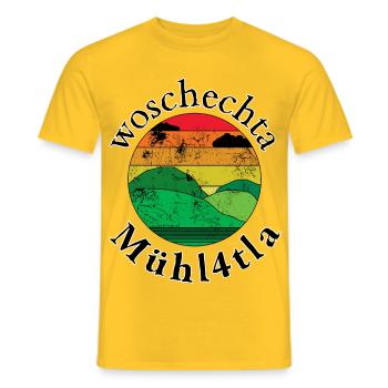 woschechta Mühl4tla-waschechter Mühl4tler, Dialekt - Männer T-Shirt - Gelb - Vorne - AI Model Male 178 dark (178cm)