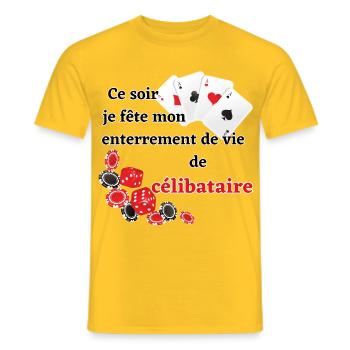 Futur Marié Poker. Enterrement vie célibataire EVG - T-shirt homme - jaune - Devant - AI Model Male 178 dark (178cm)