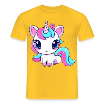 Licorne kawaii mignonne - T-shirt homme - jaune - Devant - AI Model Male 178 dark (178cm)
