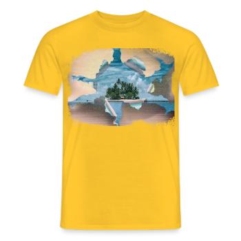 The dream of the island - Men's T-Shirt - yellow - Front - AI Model Male 178 dark (178cm)