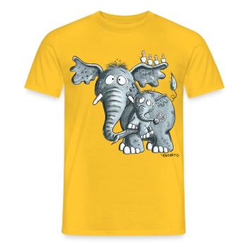 Elefant Mama Und Elefanten Baby - Männer T-Shirt - Gelb - Vorne - AI Model Male 178 dark (178cm)