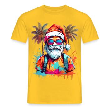 Coole Weihnachtsmann mit Palmen - Männer T-Shirt - Gelb - Vorne - AI Model Male 178 dark (178cm)