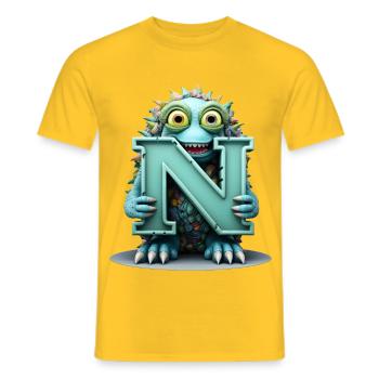 N Bunt mit Monster gewebt - Männer T-Shirt - Gelb - Vorne - AI Model Male 178 dark (178cm)