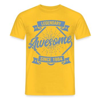 Legendary Awesome since 1984 - Men's T-Shirt - yellow - Front - AI Model Male 178 dark (178cm)