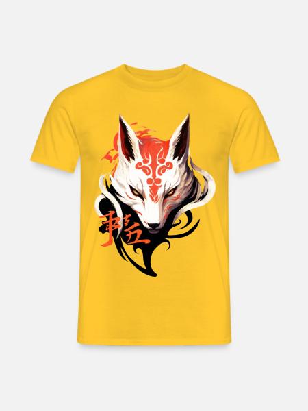 Fuchs Maske Kumiho Japan Kitsune Samurai Anime - Männer T-Shirt - Gelb