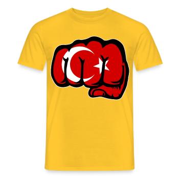Drapeau de la Turquie main poing - T-shirt homme - jaune - Devant - AI Model Male 178 dark (178cm)