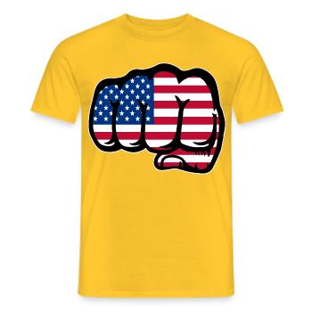 Drapeau des États-Unis main poing - T-shirt homme - jaune - Devant - AI Model Male 178 dark (178cm)