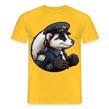 Police de la moufette - T-shirt homme - jaune - Devant - AI Model Male 178 dark (178cm)