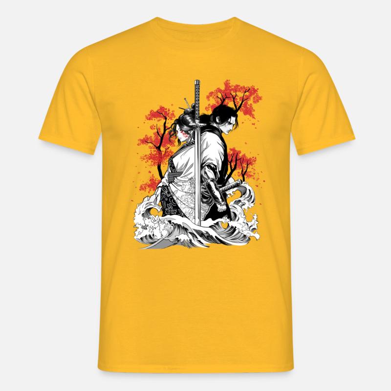 Verschlungene Samurai-Seelen - Männer T-Shirt - Gelb