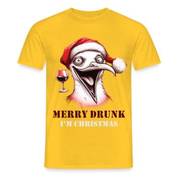 Merry Drunk I'm Christmas Bier Spruch Weihnachten - Männer T-Shirt - Gelb - Vorne - AI Model Male 178 dark (178cm)