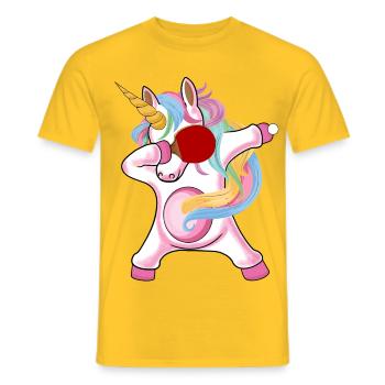 Licorne Licorne avec raquette de tennis de table pour - T-shirt homme - jaune - Devant - AI Model Male 178 dark (178cm)