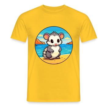 Opossum Aquarell Cartoon Kawaii Clipart Tier - Männer T-Shirt - Gelb - Vorne - AI Model Male 178 dark (178cm)