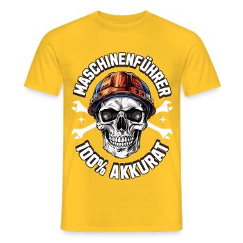 Maschinenführer Totenkopf T-Shirt Bauarbeiter - Männer T-Shirt - Gelb - Vorne - AI Model Male 178 dark (178cm)
