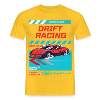 Voiture de sport rouge Drift Racing Design - T-shirt homme - jaune - Devant - AI Model Male 178 dark (178cm)
