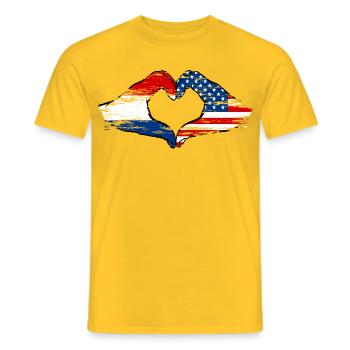 Holland USA heart shape with hands used - Men's T-Shirt - yellow - Front - AI Model Male 178 dark (178cm)