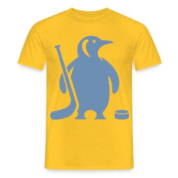 Minimalistische Pinguin Eishockey Silhouette - Männer T-Shirt - Gelb - Vorne - AI Model Male 178 dark (178cm)