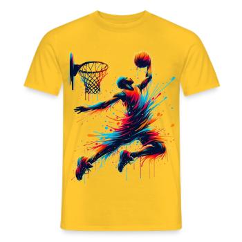 Explosion de Couleurs Basket - T-shirt Artistique - T-shirt homme - jaune - Devant - AI Model Male 178 dark (178cm)