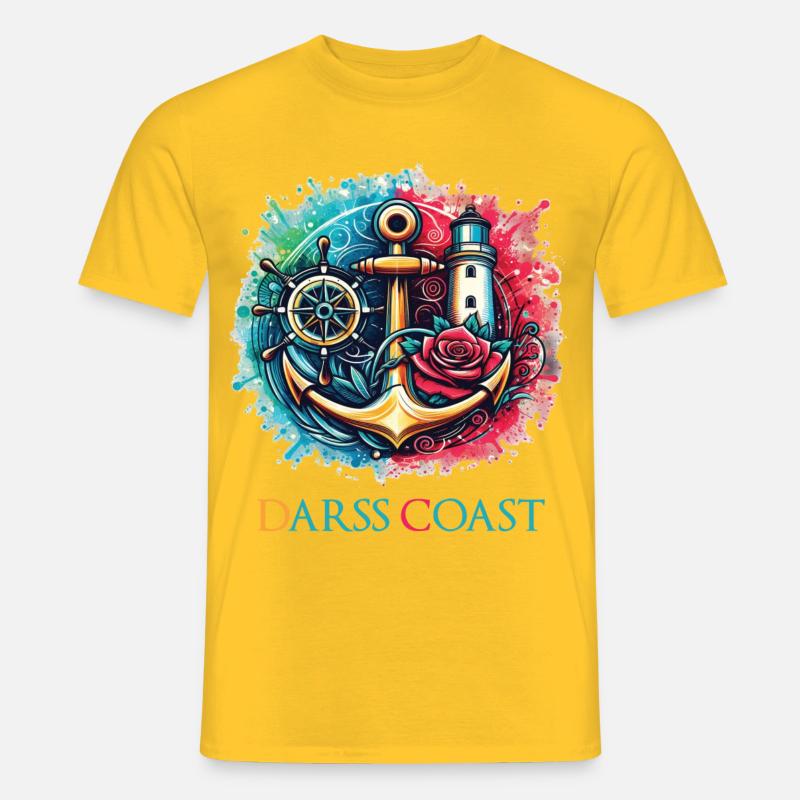 DarssCoast - Wellen Möwe Anker Grafik - Männer T-Shirt - Gelb