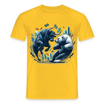 Finance Taureau Bear Fight Wall Street cadeau - T-shirt homme - jaune - Devant - AI Model Male 178 dark (178cm)