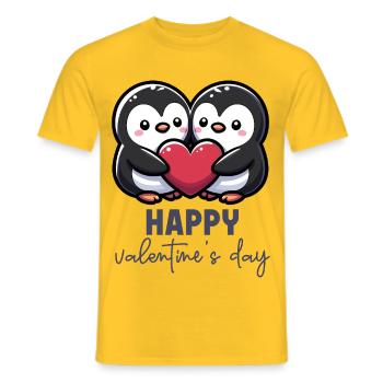 Happy Valentines Day – Sweet Penguins Love Heart - Men's T-Shirt - yellow - Front - AI Model Male 178 dark (178cm)