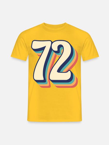 Vintage Retro T-Shirt Nummer 72 Zweiundsiebzig - Männer T-Shirt - Gelb