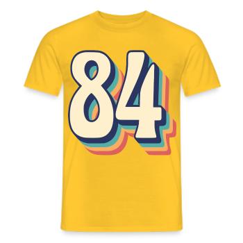 Vintage Retro T-Shirt Nummer 84 Vierundachtzig - Männer T-Shirt - Gelb - Vorne - AI Model Male 178 dark (178cm)