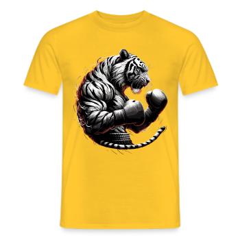 Tiger Boxer Kämpfer Boxen Geschenk - Männer T-Shirt - Gelb - Vorne - AI Model Male 178 dark (178cm)