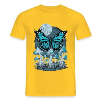 Fairycore Mystischer Schmetterling Zauberwald Pilz - Männer T-Shirt - Gelb - Vorne - AI Model Male 178 dark (178cm)