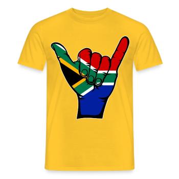Drapeau de l’Afrique du Sud Symbole de surf - T-shirt homme - jaune - Devant - AI Model Male 178 dark (178cm)