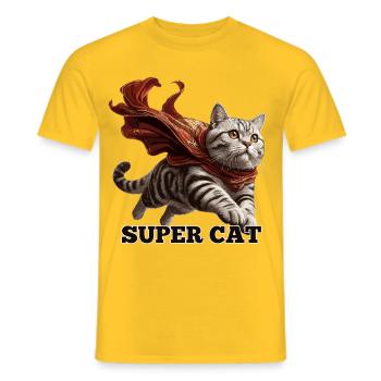 Super Cat British Shorthair BKH Tabby - Men's T-Shirt - yellow - Front - AI Model Male 178 dark (178cm)