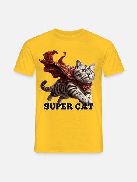 Super Katze Britisch Kurzhaar BKH getigert - Männer T-Shirt - Gelb