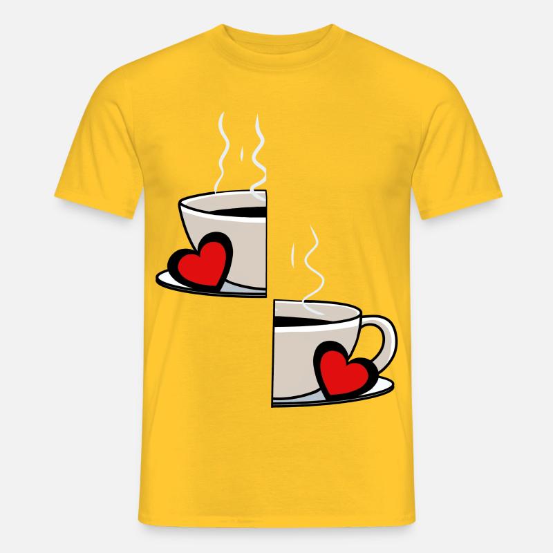 Valentin Kaffee Partnerschaft Kaffeetasse Partner - Männer T-Shirt - Gelb