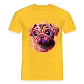mops Hund Freund kuscheln girl 3D kindergarten - Männer T-Shirt - Gelb - Vorne - AI Model Male 178 dark (178cm)