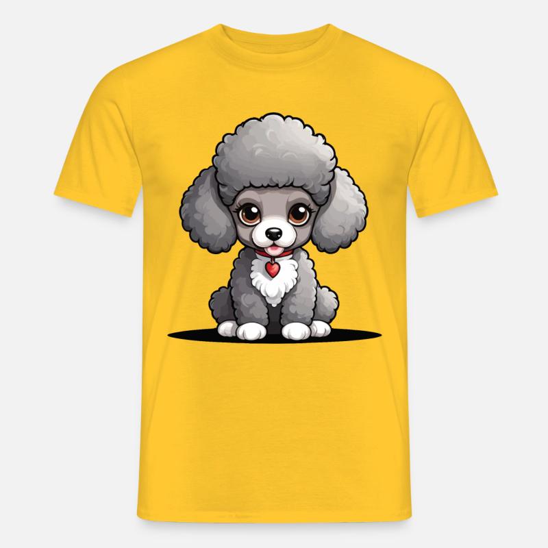 Wuscheliger Pudel mit Herzchen - Männer T-Shirt - Gelb