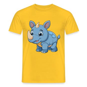 Rhino Niedliche Maskottchen Zeichentrickfigur Kawaii - Männer T-Shirt - Gelb - Vorne - AI Model Male 178 dark (178cm)